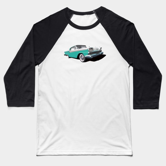1959 Ford Galaxie in turquoise Baseball T-Shirt by candcretro